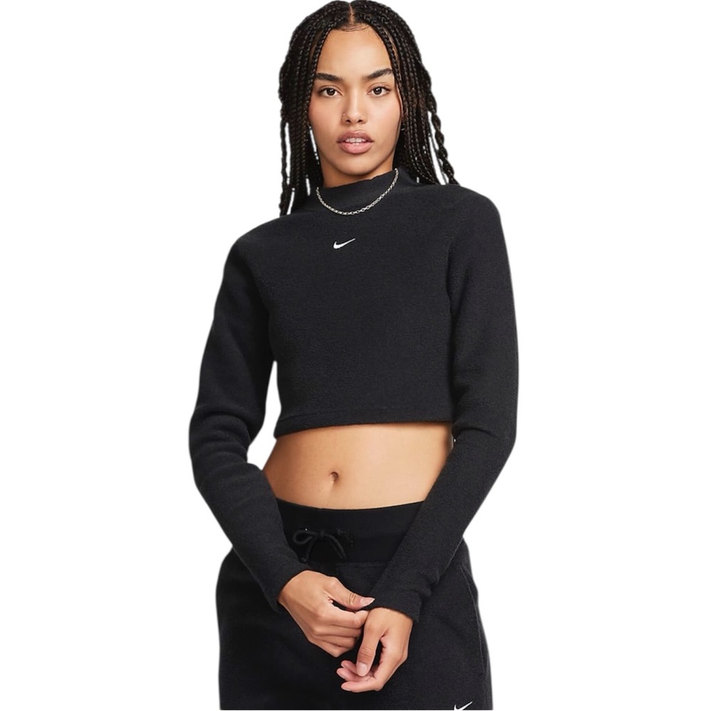 NWOT Nike Phoenix Plush Slim Fit Cropped Top in Black Size Small